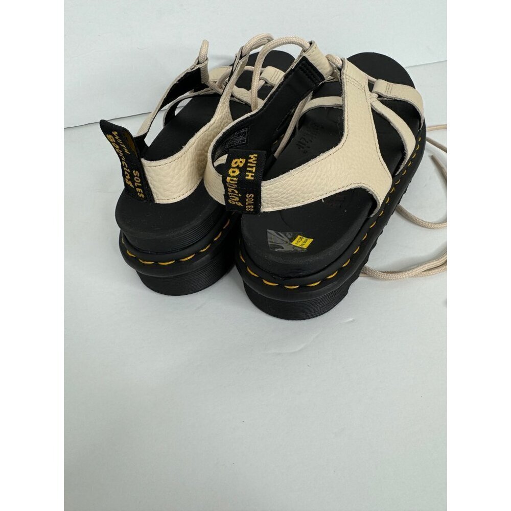 Doc Dr. Martens Nartilla Platform Beige Lace Up Sandals Leather Size 10 42 NEW - Picture 3 of 5